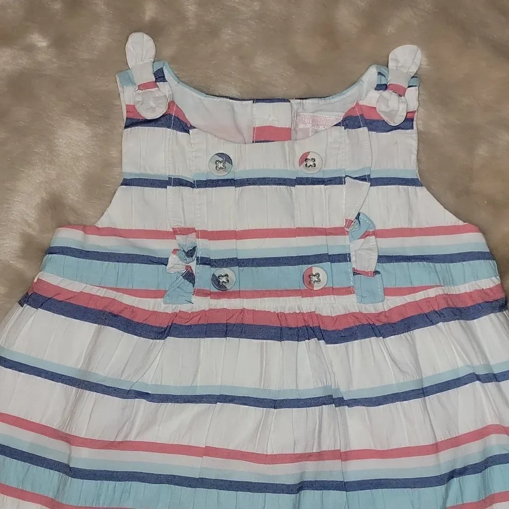JANIE AND JACK BLUE, CORAL AND WHITE STRIPED SLEEVELESS TOP, SIZE 2T
